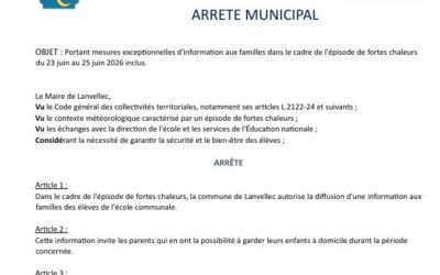 Arrêté municipal : épisode de fortes chaleurs